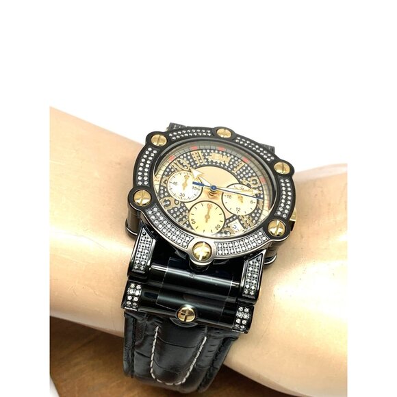 JBW Men's Watch JB-6215-10B 10 YR Anniversary Phantom 1.96ctw Diamond Quartz - Picture 5 of 14